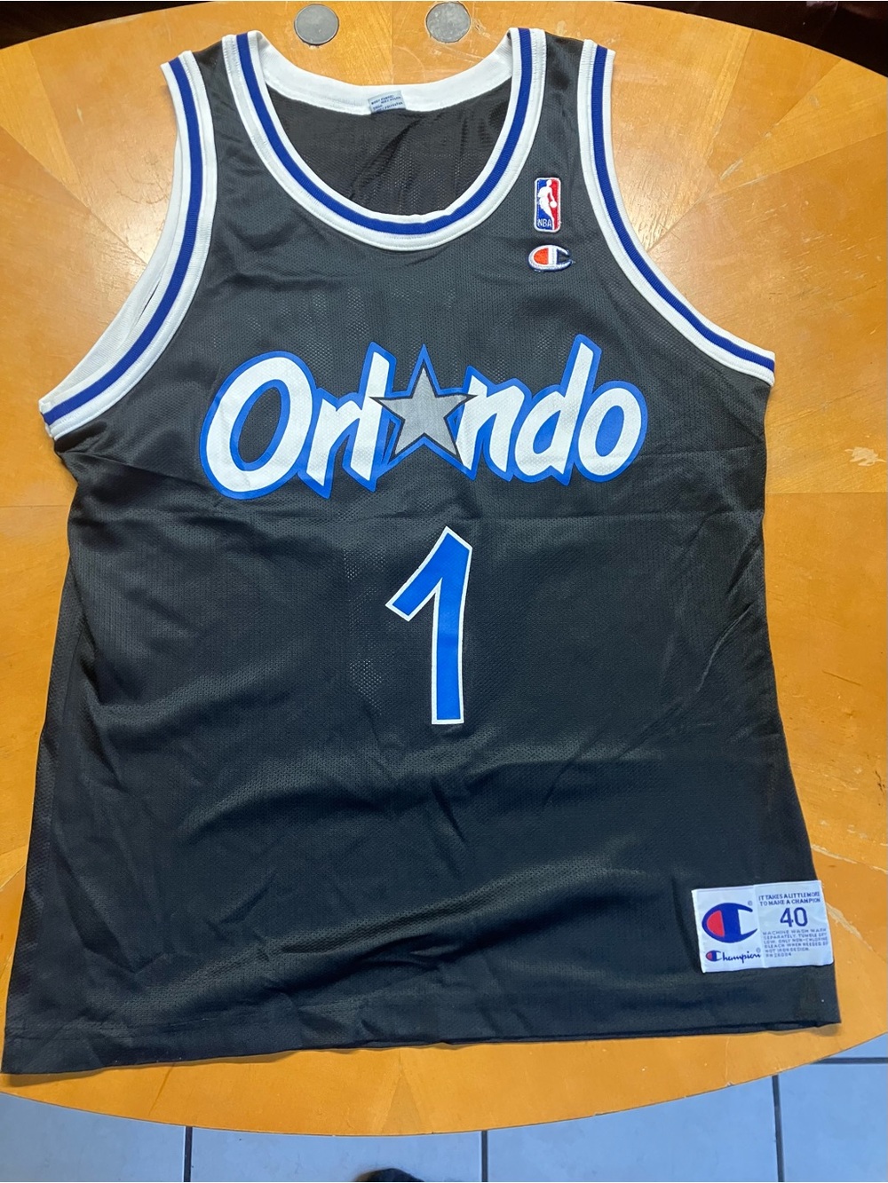 Vintage 90s Champion Orlando Magic Penny Hardaway #1 NBA Jersey Size 40